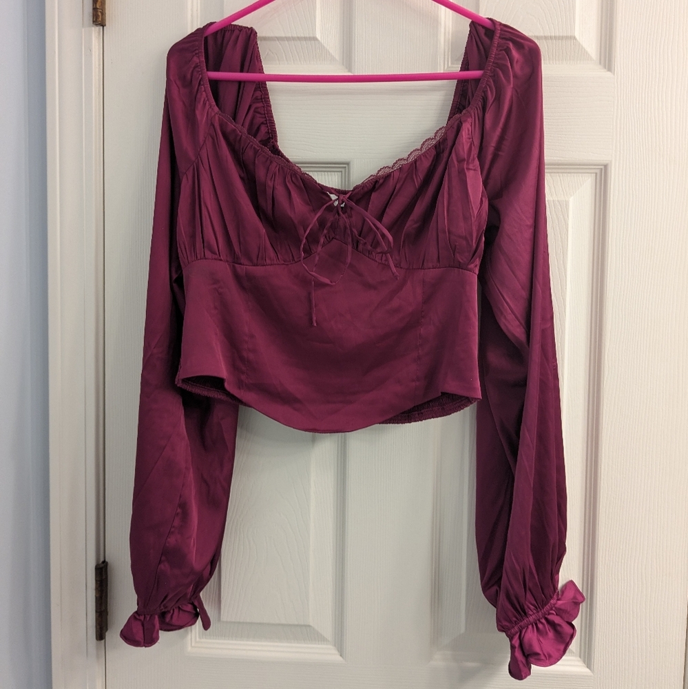 Altar'd State Fuschia Silk Blouse